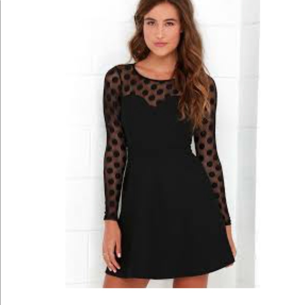 Black Polka Dot Mesh Dress